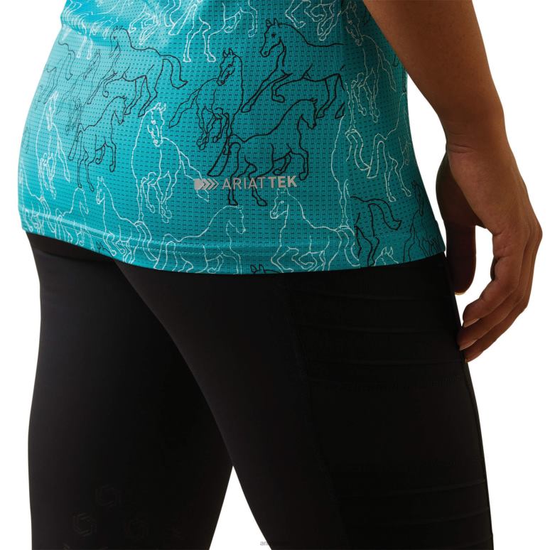 RJ66P3189 polo à motifs Ariat hauts imprimé miroir vert viridien femmes