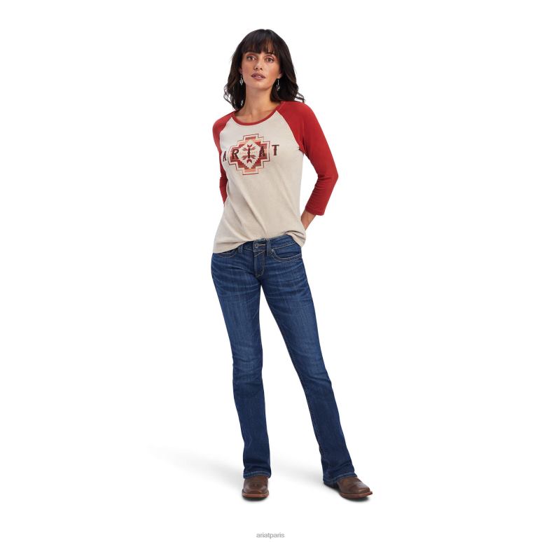 RJ66P3197 chemise classique véritable arc-en-ciel Ariat hauts bruyère à l'avoine femmes