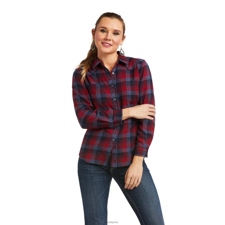 RJ66P3201 vraie chemise Billie Jean Ariat hauts plaid au coin du feu femmes