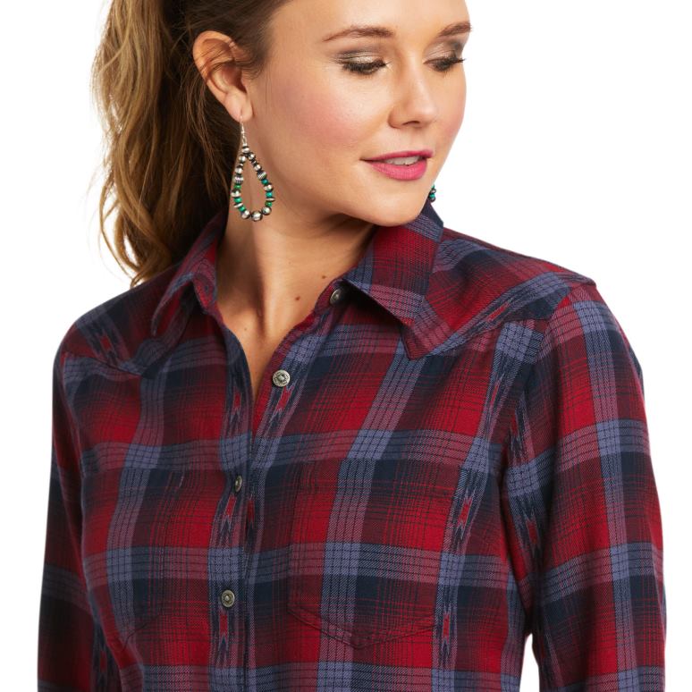RJ66P3201 vraie chemise Billie Jean Ariat hauts plaid au coin du feu femmes