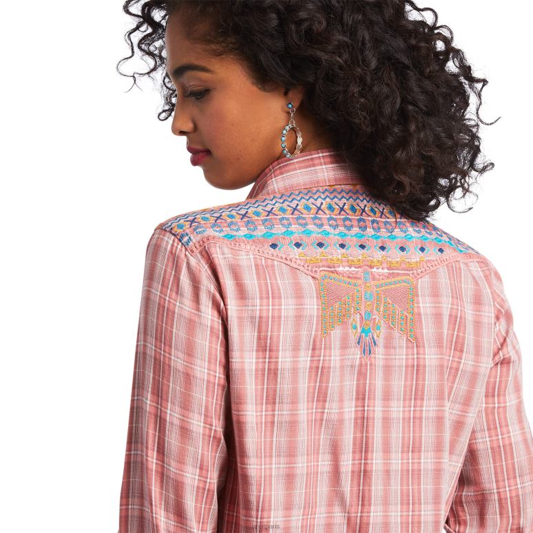 RJ66P3209 véritable chemise antique de Thunderbird Ariat hauts plaid rubia antique femmes