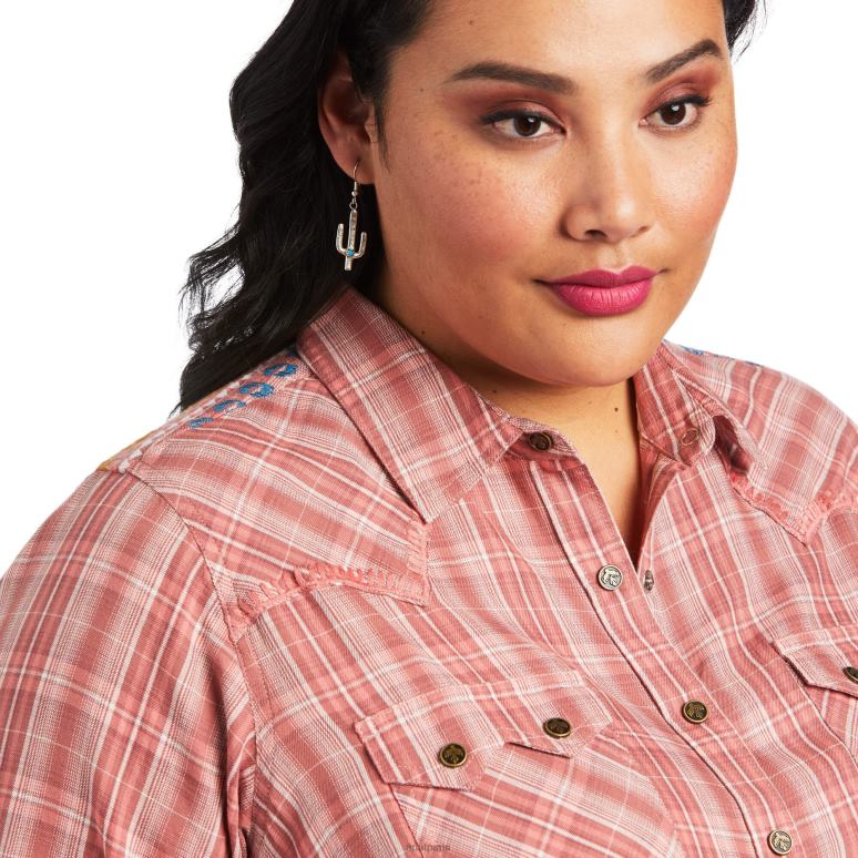 RJ66P3209 véritable chemise antique de Thunderbird Ariat hauts plaid rubia antique femmes