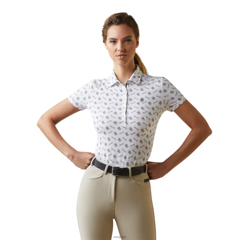 RJ66P3229 polo à motifs Ariat hauts petite punaise blanche femmes