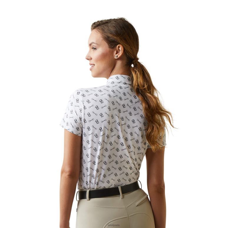 RJ66P3229 polo à motifs Ariat hauts petite punaise blanche femmes