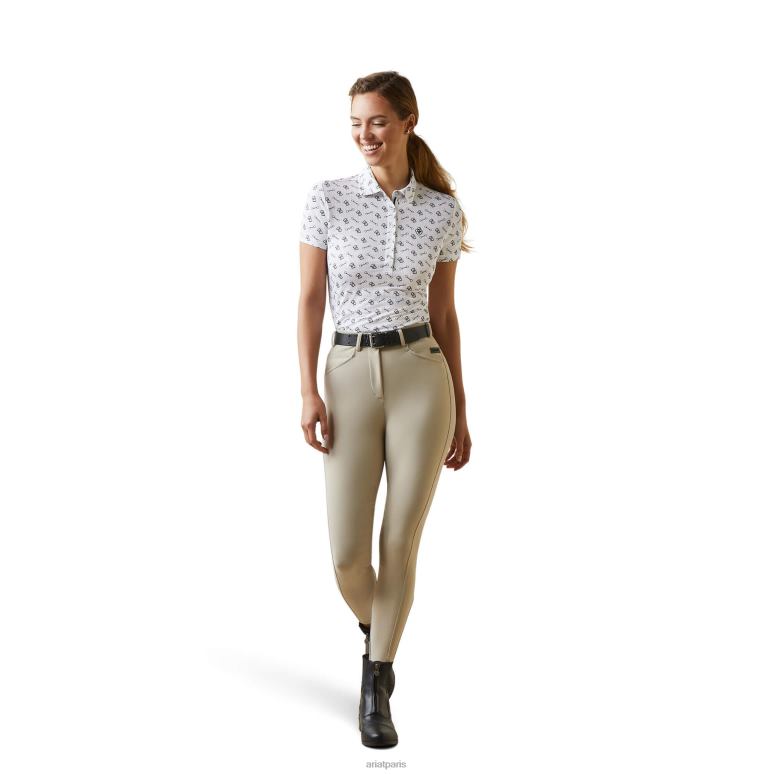 RJ66P3229 polo à motifs Ariat hauts petite punaise blanche femmes