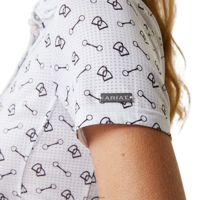RJ66P3229 polo à motifs Ariat hauts petite punaise blanche femmes