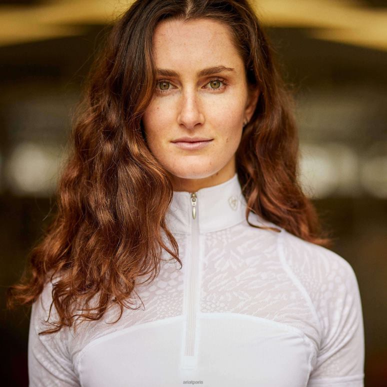 RJ66P3695 chemise de spectacle aérien Ariat hauts blanc femmes