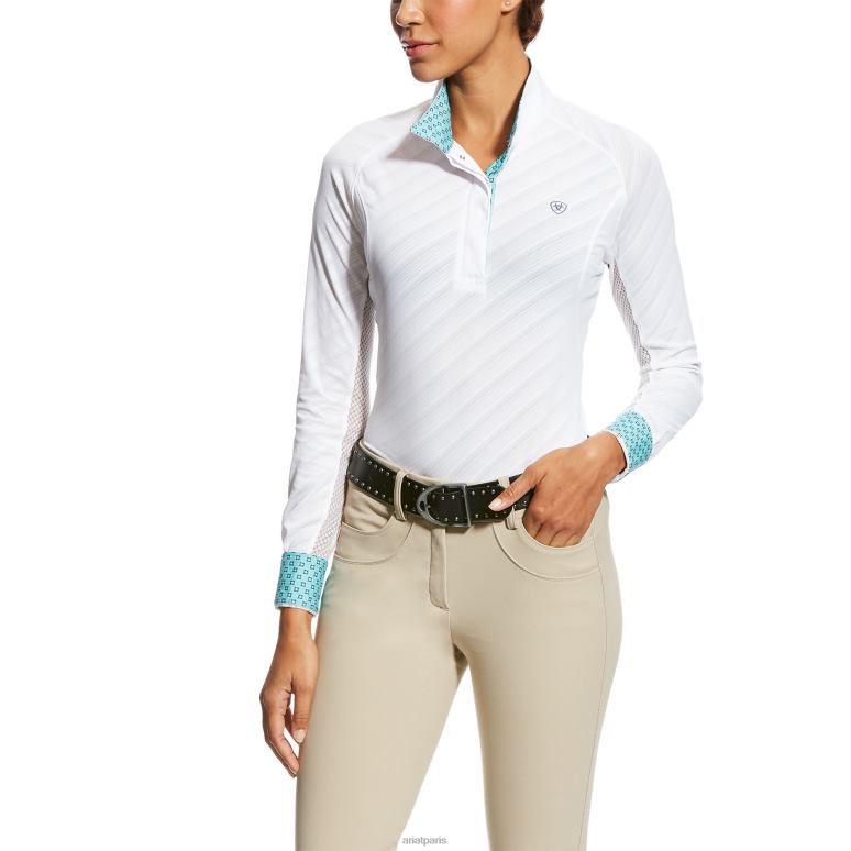RJ66P3700 chemise de défilé marquis Ariat hauts maille blanche femmes
