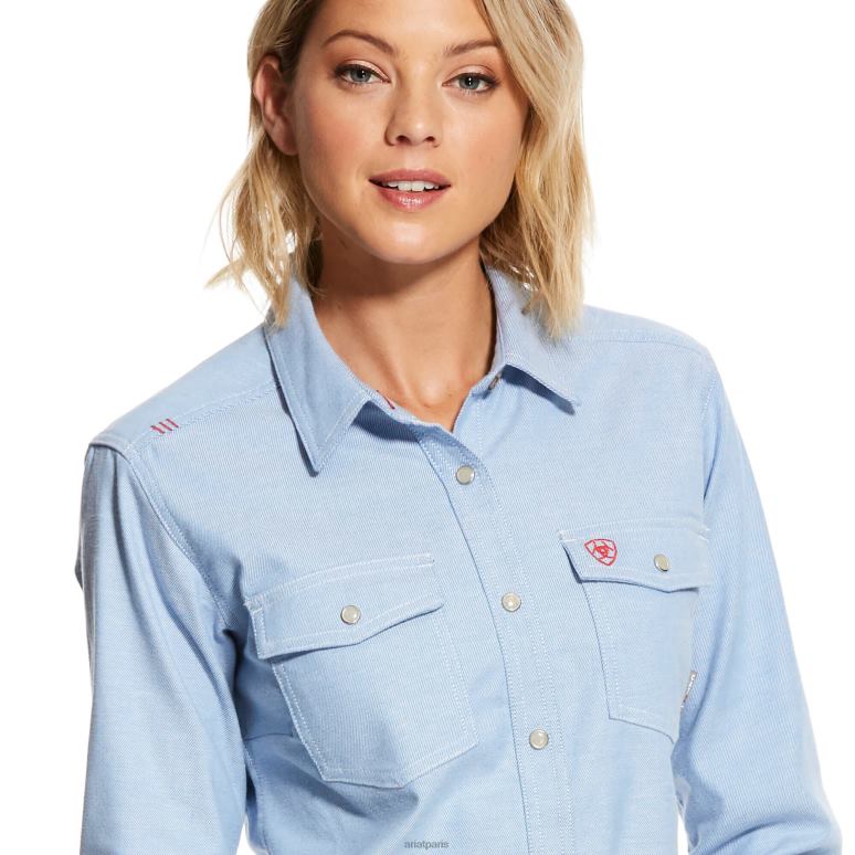 RJ66P3705 fr chemise de travail solide durastretch snap Ariat hauts sergé bleu femmes