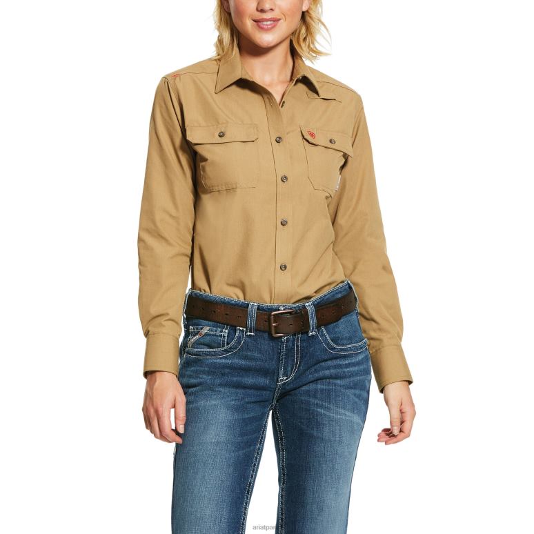 RJ66P3708 chemise de travail légère comme une plume Ariat hauts kaki femmes