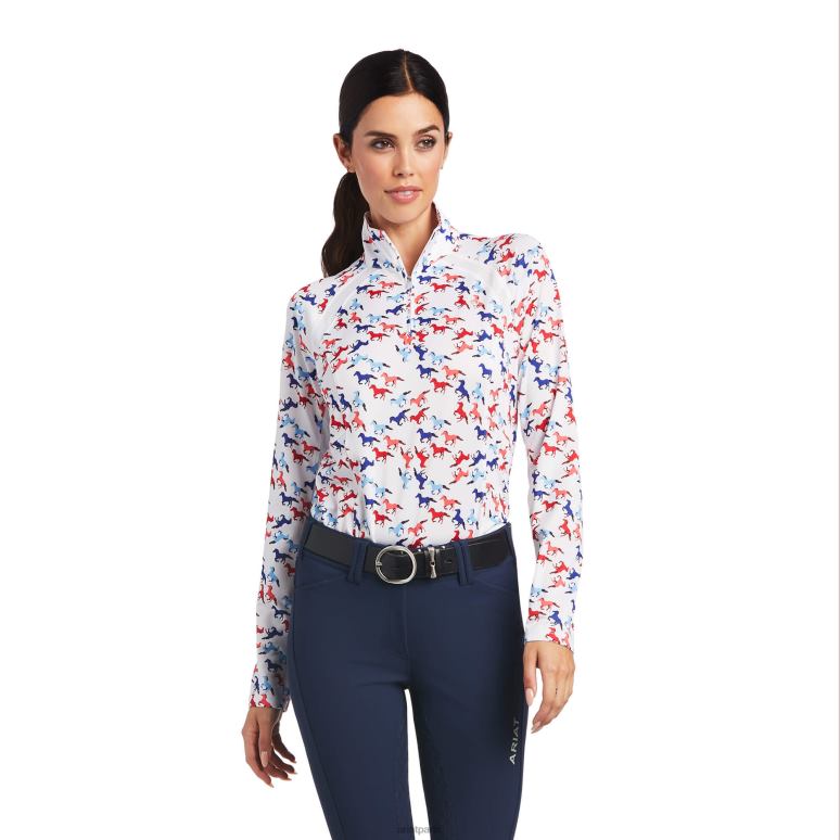 RJ66P2866 couche de base sunstopper 2.0 1/4 zip Ariat hauts impression au galop femmes