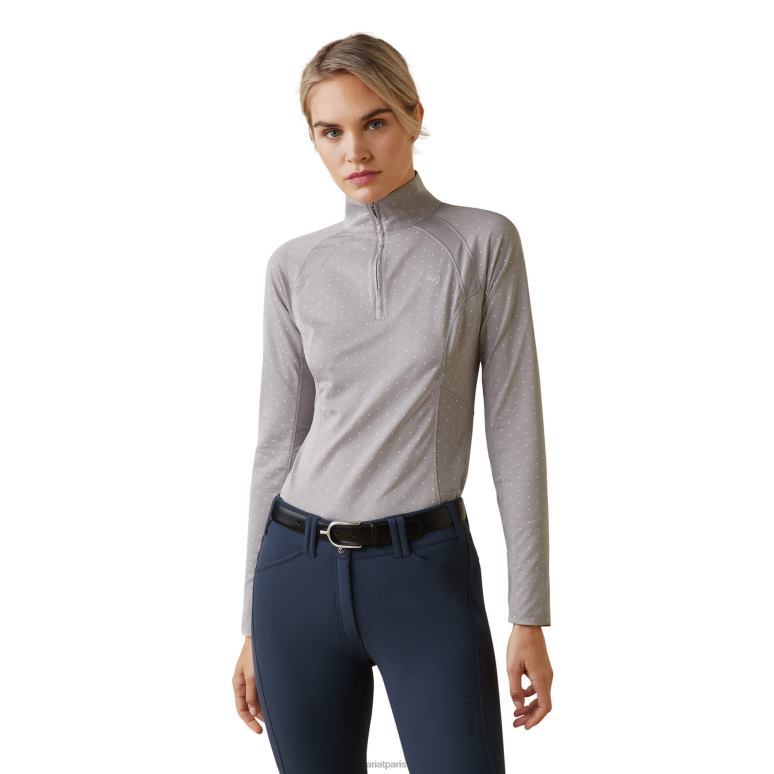 RJ66P2923 couche de base sunstopper 2.0 1/4 zip Ariat hauts point d'applique argenté femmes