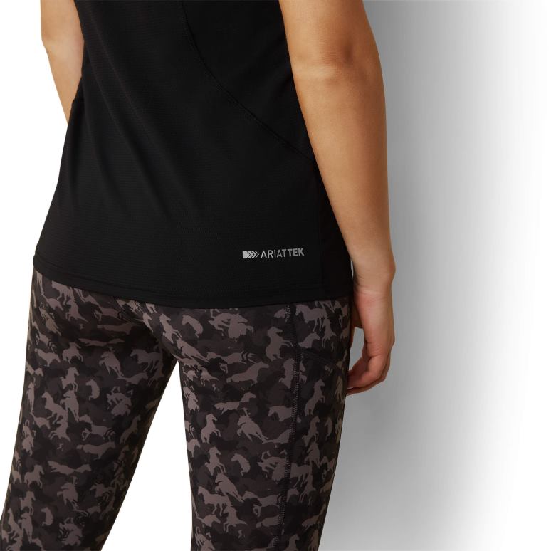 RJ66P2963 maillot de corps Hailey avec fermeture éclair 1/4 Ariat hauts noir (noyau) femmes