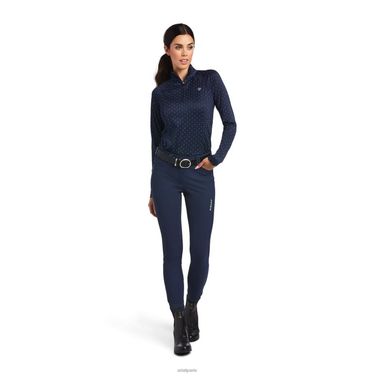 RJ66P2983 couche de base sunstopper 2.0 1/4 zip Ariat hauts point bleu marine femmes
