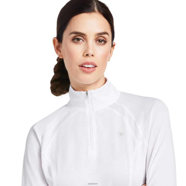 RJ66P3005 couche de base sunstopper 2.0 1/4 zip Ariat hauts blanc femmes