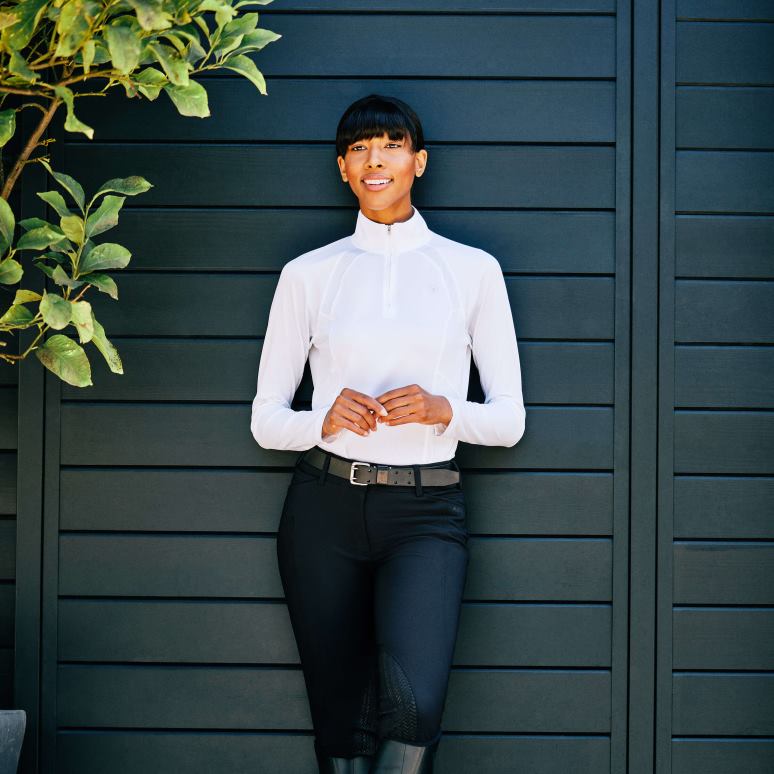 RJ66P3005 couche de base sunstopper 2.0 1/4 zip Ariat hauts blanc femmes