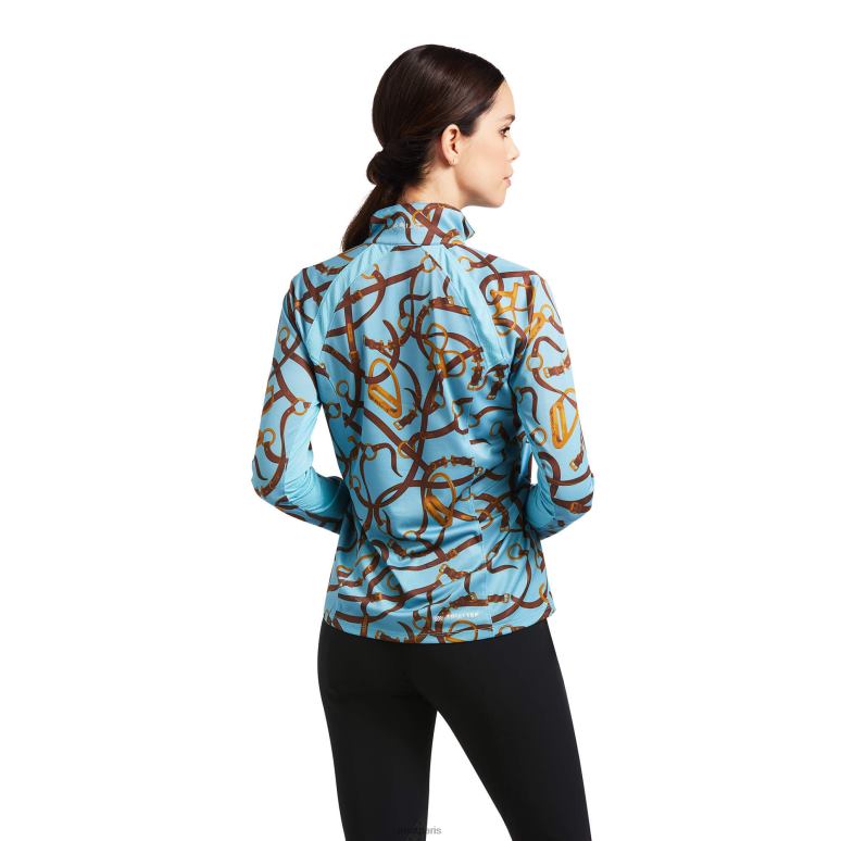 RJ66P3023 couche de base sunstopper 2.0 1/4 zip Ariat hauts imprimé bride bleu laiteux femmes