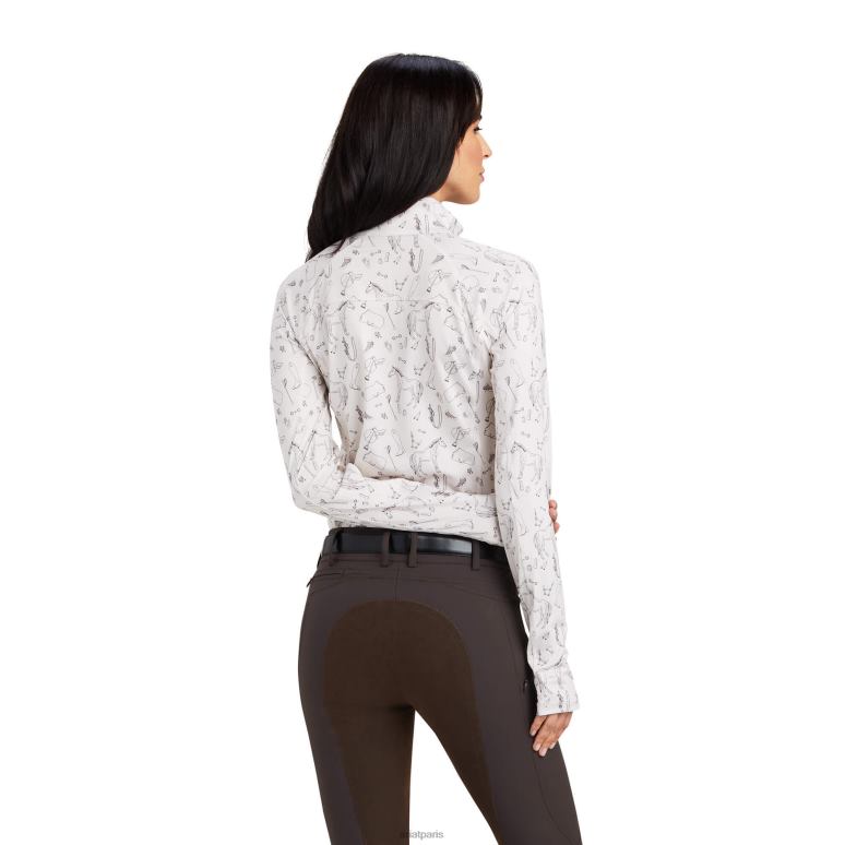 RJ66P3043 couche de base lowell 2.0 1/4 zip Ariat hauts impression de punaise de sel de mer femmes