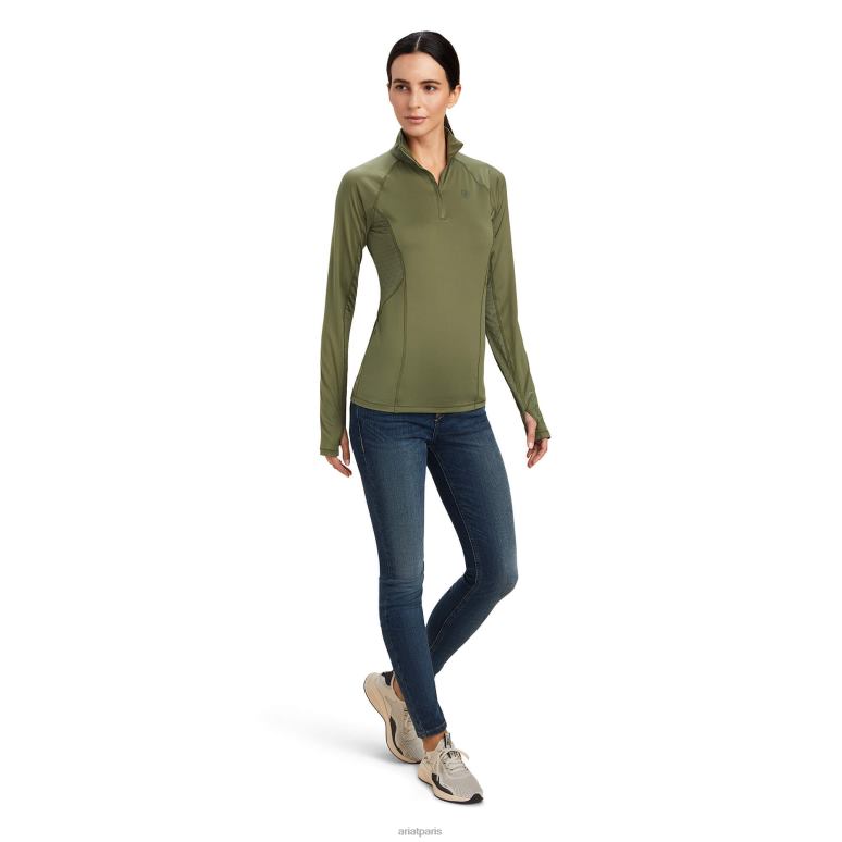 RJ66P3075 couche de base lowell 2.0 1/4 zip Ariat hauts trèfle à quatre feuilles femmes