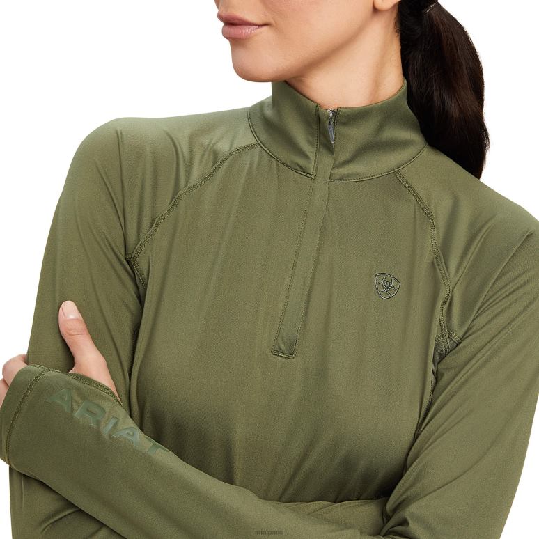 RJ66P3075 couche de base lowell 2.0 1/4 zip Ariat hauts trèfle à quatre feuilles femmes