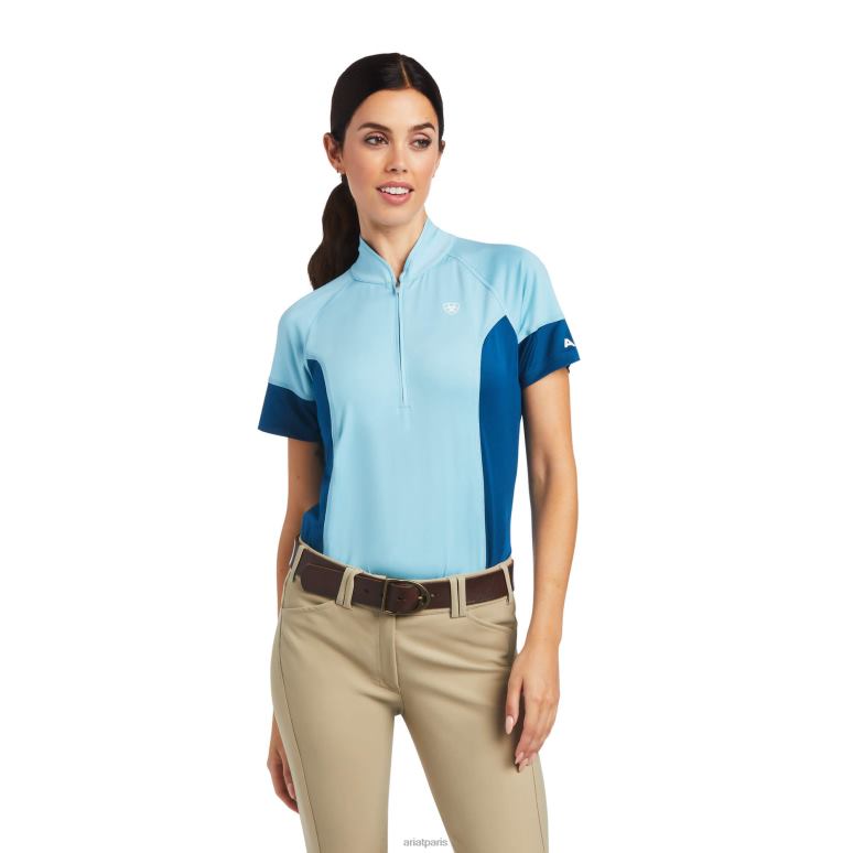 RJ66P3089 Maillot de corps Cambria en jersey 1/4 zip Ariat hauts bleu laiteux/opale bleue femmes