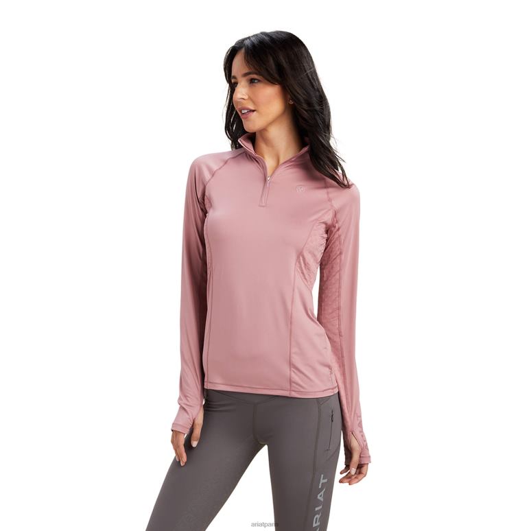 RJ66P3097 couche de base lowell 2.0 1/4 zip Ariat hauts rose nostalgie femmes