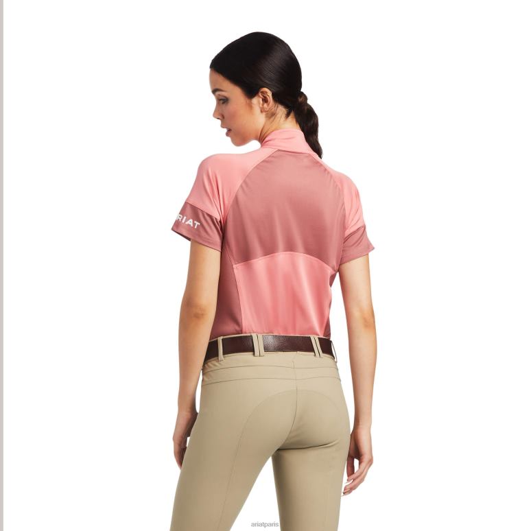 RJ66P3134 Maillot de corps Cambria en jersey 1/4 zip Ariat hauts fleur de pêcher/rubia antique femmes