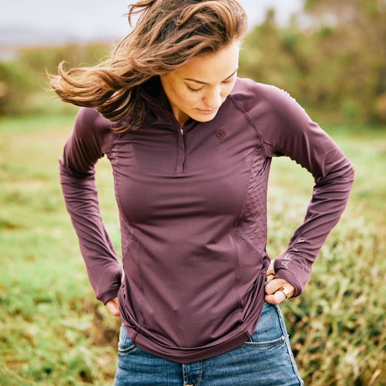 RJ66P3144 couche de base lowell 2.0 1/4 zip Ariat hauts mûre femmes