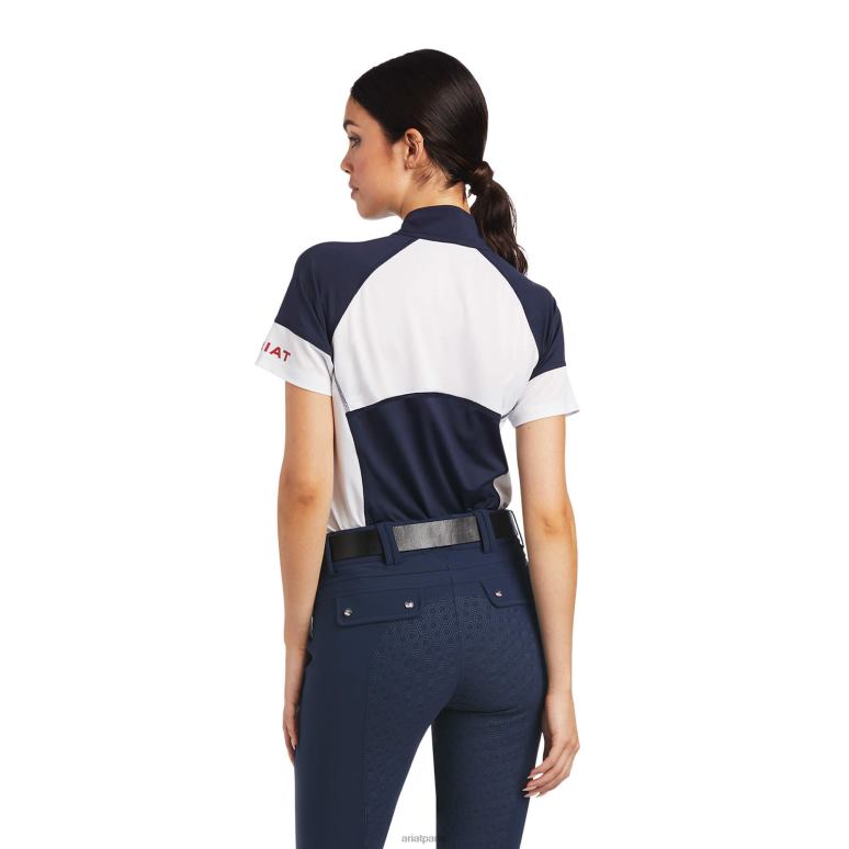 RJ66P3146 Maillot de corps Cambria en jersey 1/4 zip Ariat hauts marine femmes