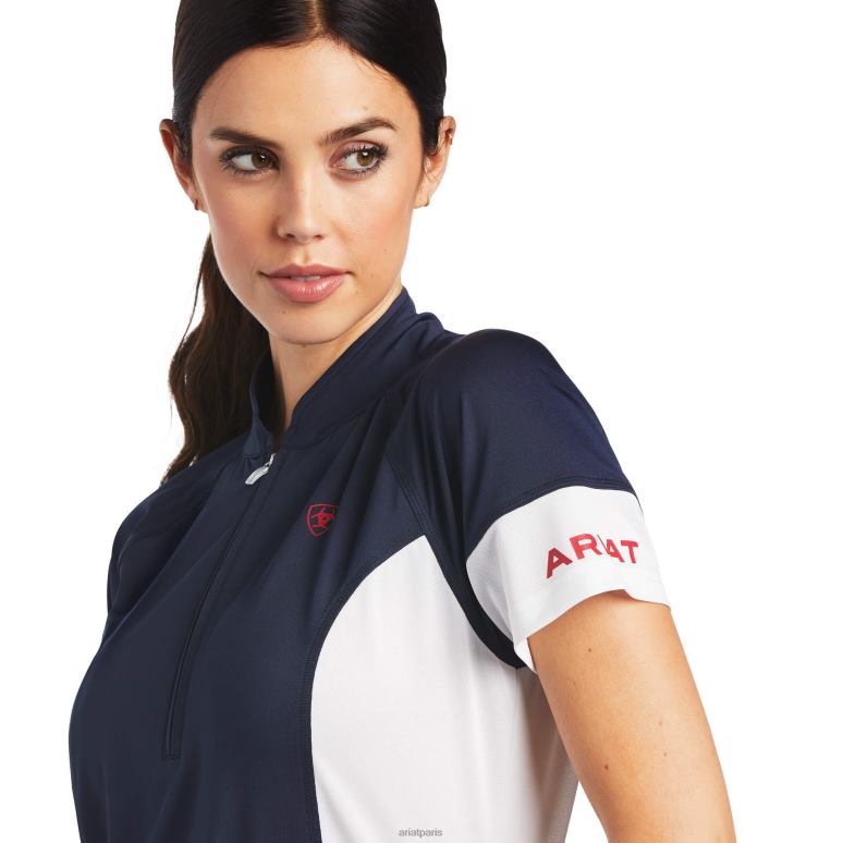 RJ66P3146 Maillot de corps Cambria en jersey 1/4 zip Ariat hauts marine femmes