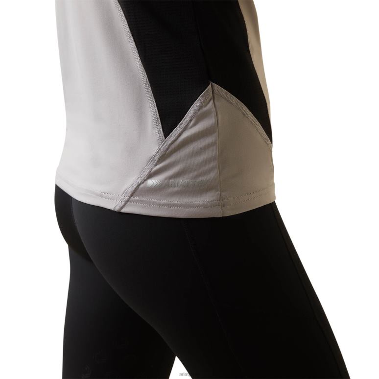 RJ66P3153 Maillot de corps Cambria en jersey 1/4 zip Ariat hauts applique argent/noir femmes
