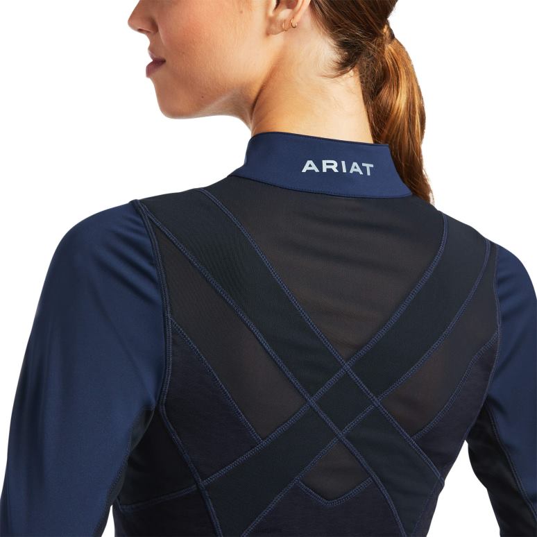 RJ66P3186 couche de base ascent 1/4 zip Ariat hauts marine femmes