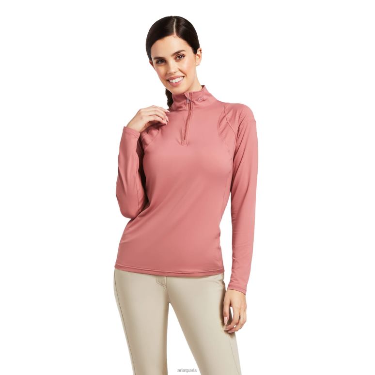 RJ66P3187 couche de base 1/4 zip auburn Ariat hauts rubis antique femmes