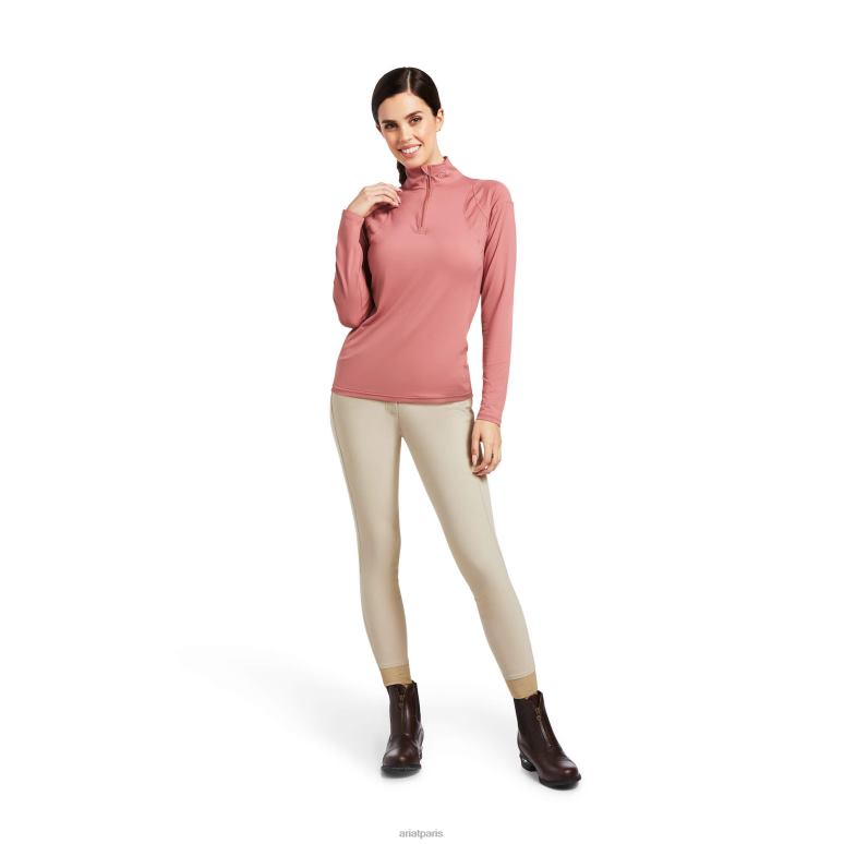 RJ66P3187 couche de base 1/4 zip auburn Ariat hauts rubis antique femmes