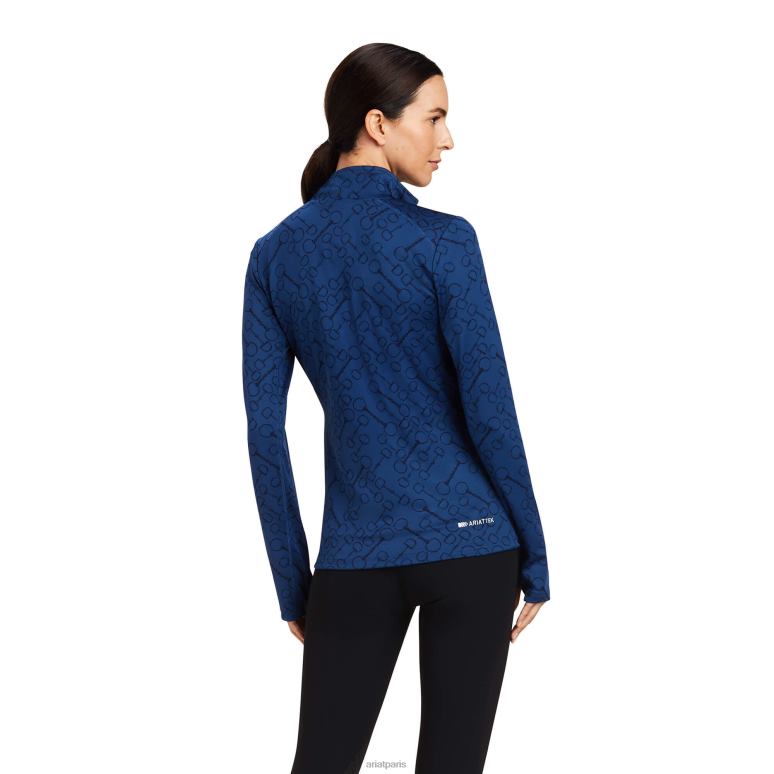 RJ66P3278 couche de base prophecy 1/4 zip Ariat hauts bleu immobilier femmes