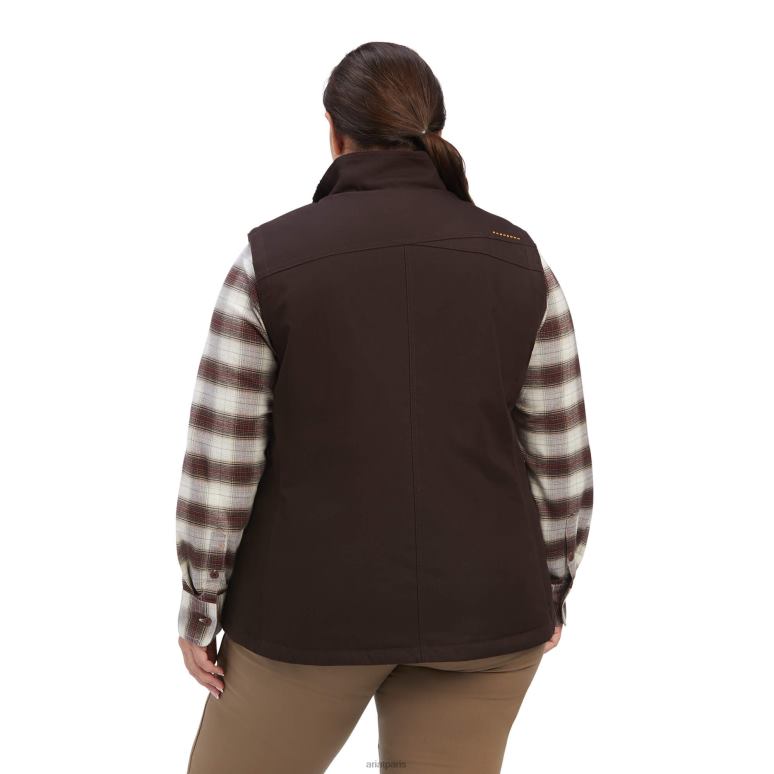RJ66P3607 gilet isolé duracanvas avec barres d'armature Ariat hauts taupe femmes