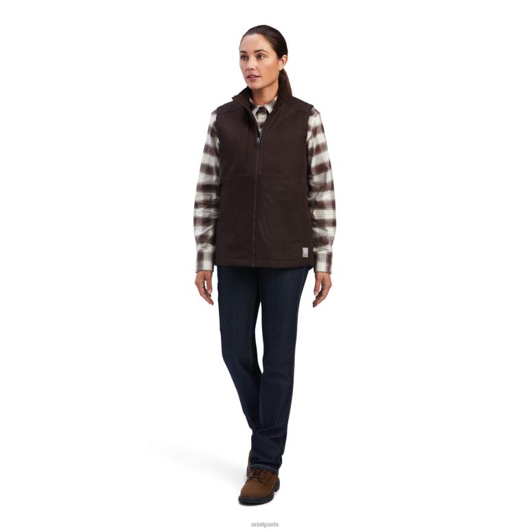 RJ66P3607 gilet isolé duracanvas avec barres d'armature Ariat hauts taupe femmes