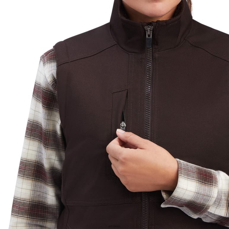 RJ66P3607 gilet isolé duracanvas avec barres d'armature Ariat hauts taupe femmes