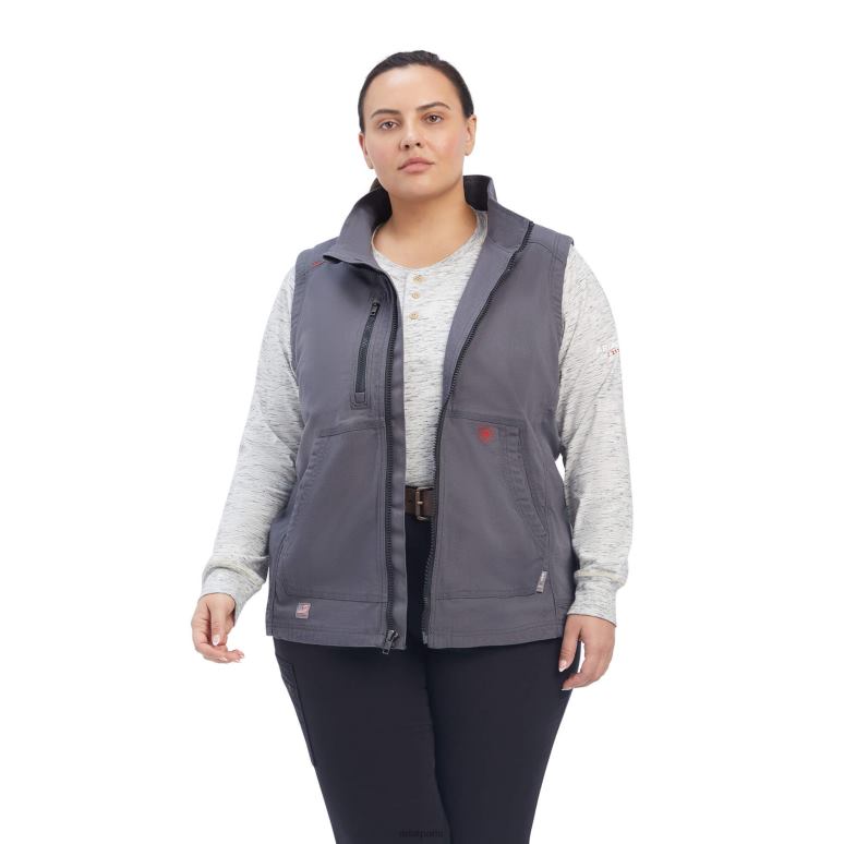 RJ66P3613 gilet en toile stretch duralight fr Ariat hauts gris fer femmes