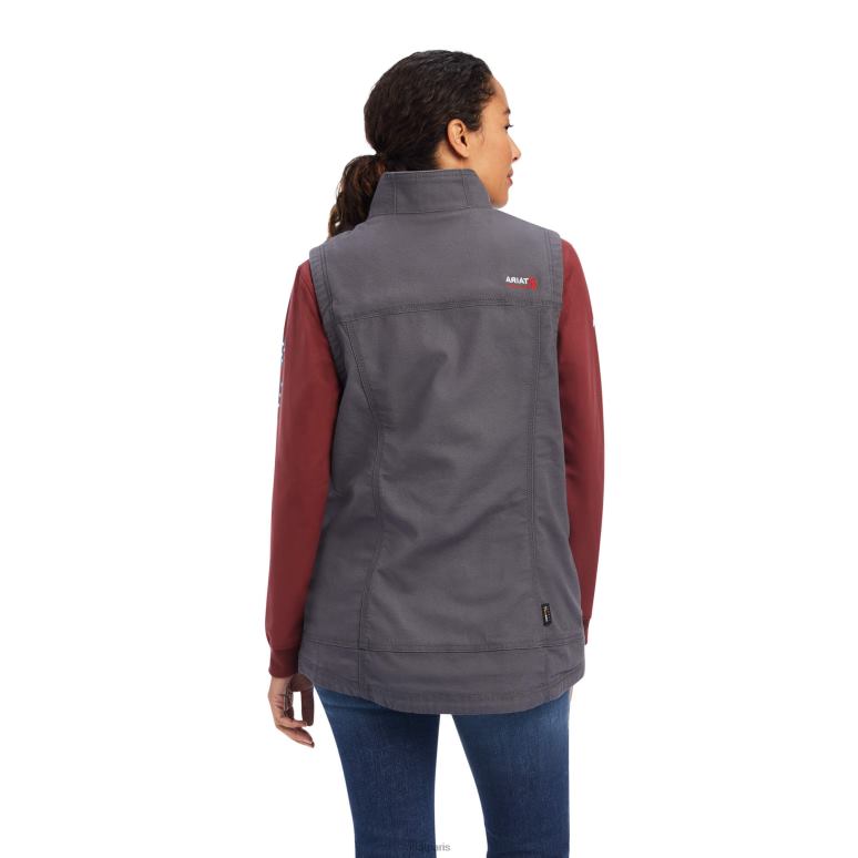 RJ66P3613 gilet en toile stretch duralight fr Ariat hauts gris fer femmes