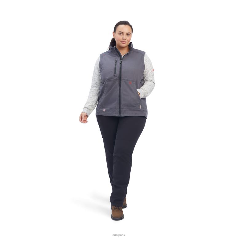 RJ66P3613 gilet en toile stretch duralight fr Ariat hauts gris fer femmes