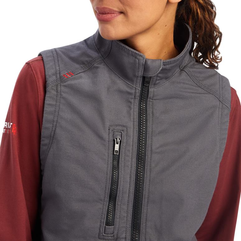RJ66P3613 gilet en toile stretch duralight fr Ariat hauts gris fer femmes