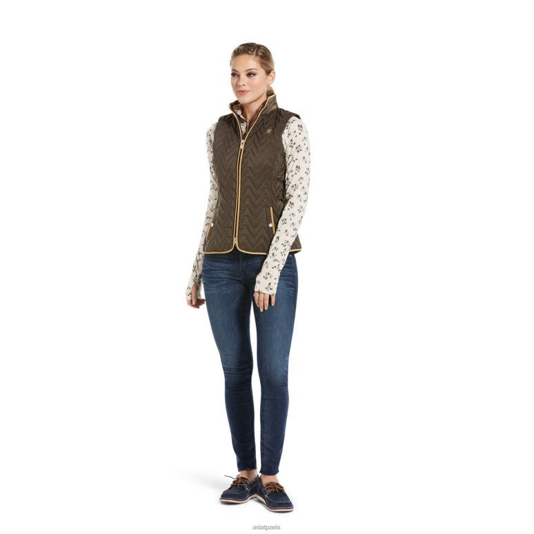 RJ66P3629 gilet isolé ashley Ariat hauts écorce de banian femmes