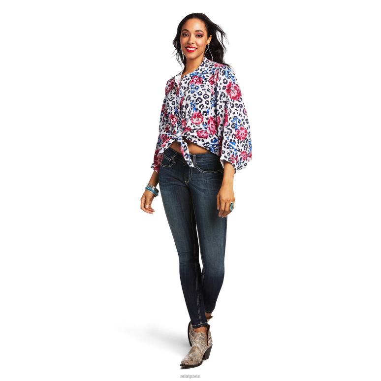 RJ66P2958 haut de bonheur Ariat hauts impression multiple femmes