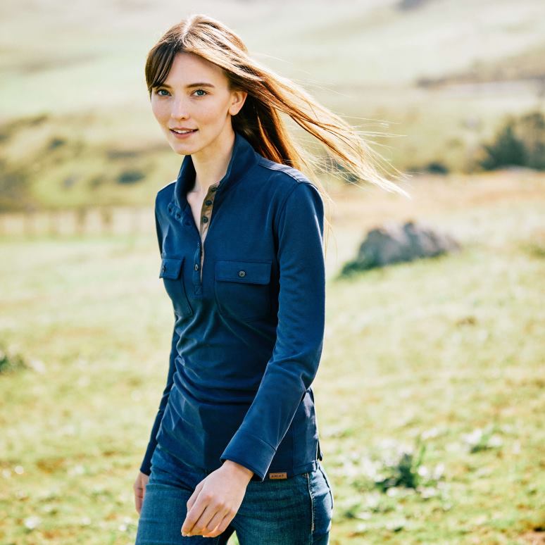 RJ66P2996 sommet d'Overbrook Ariat hauts marine femmes