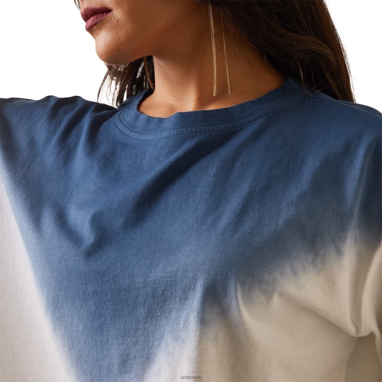 RJ66P3108 salut, haut ombré Ariat hauts blanc femmes