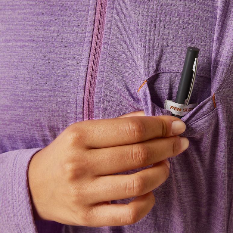 RJ66P3126 rebar évolution 1/2 zip haut Ariat hauts cachemire violet femmes