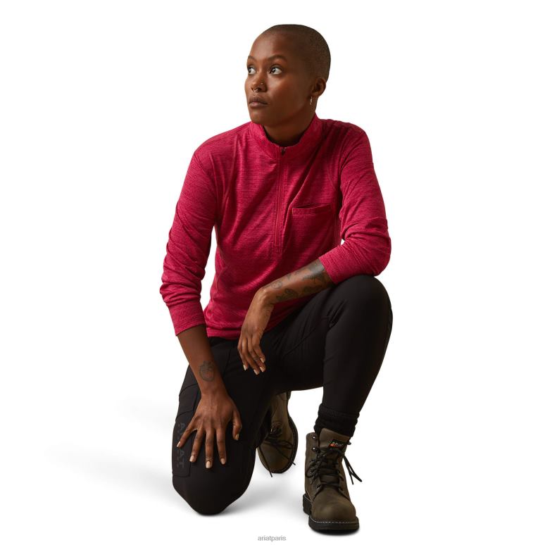 RJ66P3129 rebar évolution 1/2 zip haut Ariat hauts cerise jubilé femmes