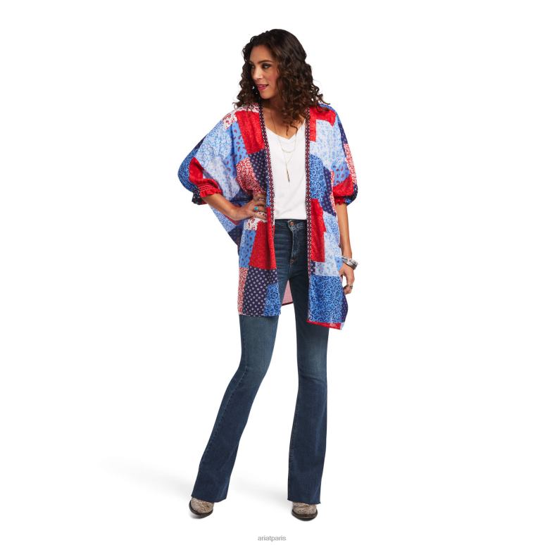 RJ66P3262 haut kimono cheminée Ariat hauts blanc femmes