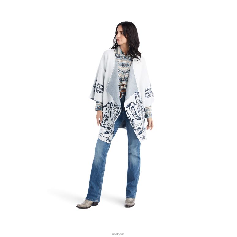 RJ66P3317 cardigan du désert Ariat hauts blanc de blanc femmes